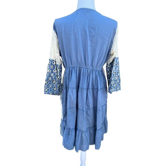 Colori di Mare Italian Boho Embroidered Lace Dress Eyelet Paisley Size XL - Picture 2 of 9
